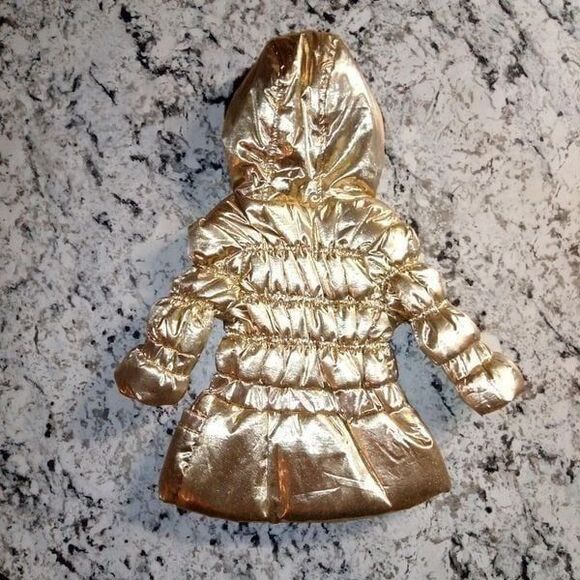 Young Hearts Gold Puffy Winter Coat Toddler Baby Sz 18M Hooded - Picture 2 of 4